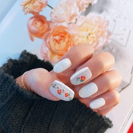 Camellia InnitHandmade Nail Tips - Petit Coffin / 동백이니트수제네일팁 - 쁘띠코핀