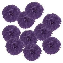 PATIKIL 8" Tissue Pom Poms Flowers, 10 Pack Paper Flower Ball for Wedding Bridal Shower Birthday Bachelorette Party Backdrop Decoration, Dark Purple
