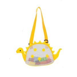 Auony Beach Toy Mesh Beach Bag Kids Shell Bag Dinosaur Beach Sand Toy Totes for Holding Shells Beach Toys Sand Toys Swimming Accessories for Boys Girls Picking Up Shells (Yellow)
