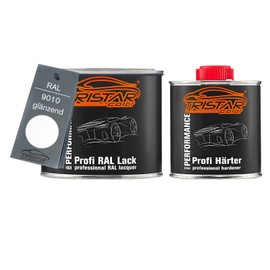 TRISTARcolor RAL 9010 Pure White 2K Car Paint Glossy 0.75 Litres / 750 ml Tin Including Hardener