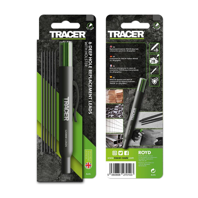TRACER 6x Replacement Lead Dispenser (including 4x 2B Dark Graphite