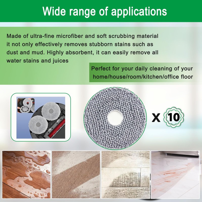 10 Pack Mop Pads for Roborock Qrevo S5V, QV 35A