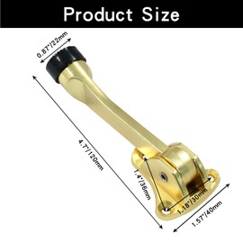 Luomorgo 2 Pack Kickdown Door Stopper, Heavy Duty Door Stop with Anti-Slip Rubber Tip, 4 Inch Door Stops Holder Kickdown Doorstop for Bottom of Door, Brushed Gold