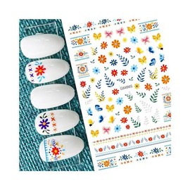 Flower Branch Leaf Nail Sticker Rabbit Bird Swallow Rose Geometric Figure Line G848Ms Nail Wraps Stickers Manicure Supplies for Women Nails Full Long Lasting Easy Apply and Remove