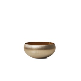 Serene Spaces Living Gold-Brushed Textured Aluminum Decorative Bowl, Measures 8" Wide and 4" Tall – Perfect for Floral Arrangements or Floating Candle Displays