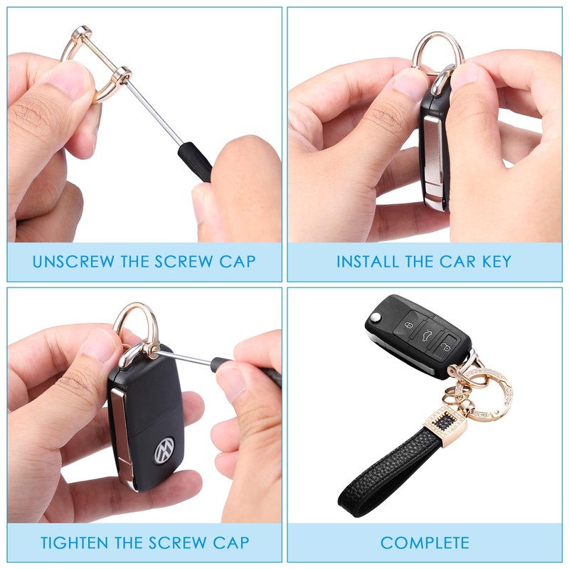 AMIR Microfiber Leather Wristlet Keychain, 2 Pack, Anti-Lost D Ring,