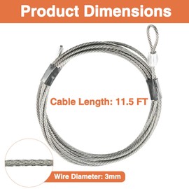 11.5FT Garage Door Cable for 10FT Door 11 Feet 6 Inches Heavy-Duty 304 Stainless Steel Torsion Spring Wire 1 Pair