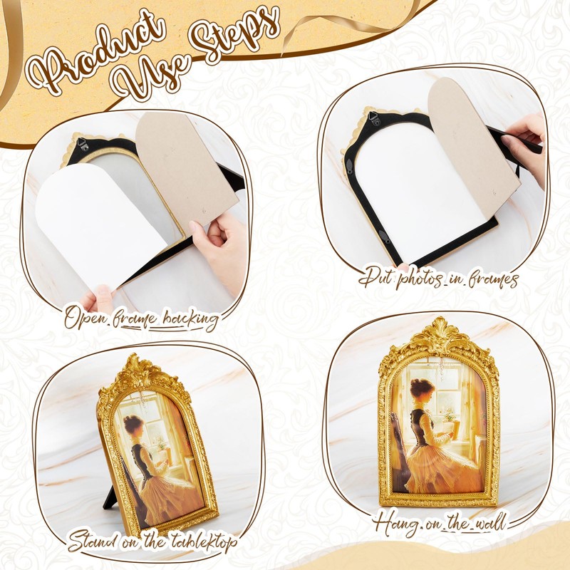 6 Pcs Vintage Resin Antique Picture Frame Baroque Gold,Novel