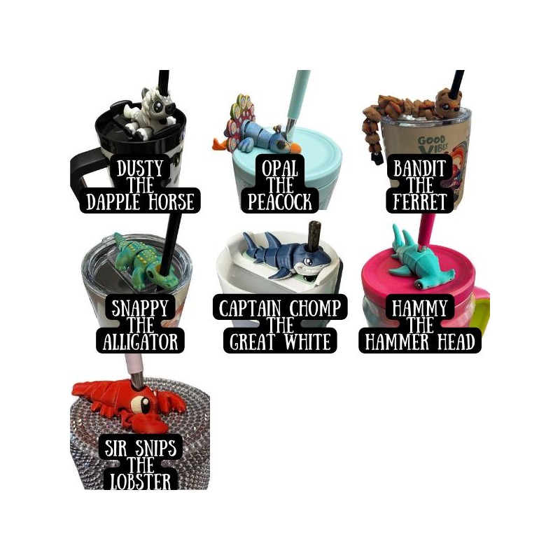 Tonsofprintz Tumbler Buddies - 3D Printed Flexi Animals - Tumbler/Drinkware