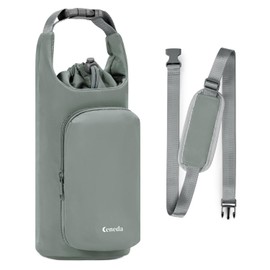 Ceneda Water Bottle Carrier Bag with Phone Pocket 32oz 40oz Tumbler Insulated Water Bottle Holder with Adjustable Shoulder Strap Carrier Sling Bag (Grey)