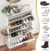 Fluted Shoe Cabinet Storage for Entryway with 3 Flip Drawers