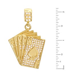 metaltree98 Men's Hip Hop 20" Rope Chain 14k Gold Plated CZ Stoned Poker Pendant Necklace Set HC 1173 G