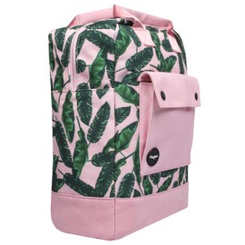 Fringoo - Girls Backpack - Scandi Minimal Style Rucksack - Back Straps/Top Handles - Large School Bag - Work Bag - Laptop Sleeve - Tropical Pink Design