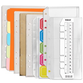 DY.2ten A6 6-Hole Binder Notebook Refills Set -(Gridded Paper Refills + Lined Paper + Kraft Paper + Blank Loose Leaf Paper) 180 Sheets /360 Pages（45 sheets of each type）+A6 Storing Bag