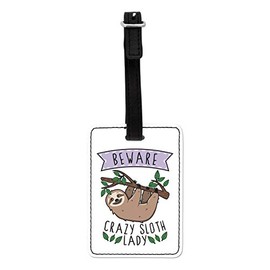 Gift Base Beware Crazy Sloth Lady Visual Luggage Tag with Black Strap