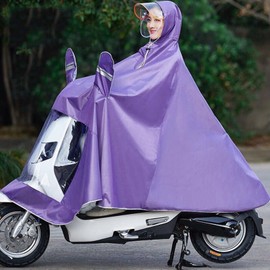 Motorcycle Raincoat Cycling Rain Poncho Waterproof Scooter Rain Capes for Men WomenOxford with Retroreflector Purple 4XL Thicken