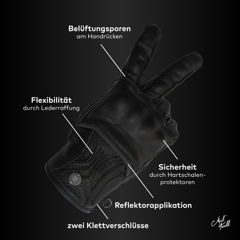 Mycl Turell Classic Line Men's Motorcycle Gloves - High-Quality Genuine