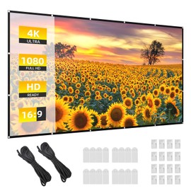 Outdoor Projection Screen 120 inch, 16:9 4K HD Rear Front Movie Screen HISION Portable Video Projection Screen for Home Theater Backyard Cinema