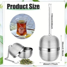 Tea Infuser for Loose Tea, Stainless Steel Tea Ball Infuser with Chain, Tea Ball Strainers Mesh Tea Infuser for Loose Leaf Tea, Herbal Tea, Mugs Teapots