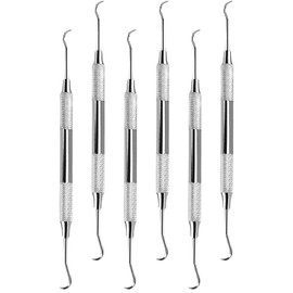 Utopia Care Professional Dental Tartar Scraper Tool - Dental Pick, Double Ended Tartar Remover for Teeth, Plaque Remover, Tooth Scraper (6.5 Inch, Silver, 6)