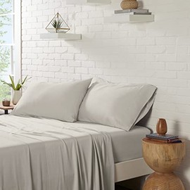 SERTA Zen Rest Soft Cooling 3pc Sheet Set with Pillow Covers for All Season, Twin, Moonstruck