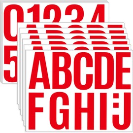 24 Sheets Letter Stickers Bulletin Board Letters Large 4 Inch Vinyl Alphabet Stickers Big ABC Numbers Peel and Stick for Poster Board Classroom Mailbox Crafts Window Door Decoration (Red)
