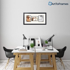 ArtToFrames Collage Photo Frame Double Mat with 3 - 6x8 Openings and Satin Black Frame