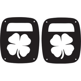 JeepTails Clover Tail lamp Light Covers Compatible with Jeep Wrangler TJ and YJ Black Set of 2
