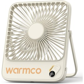 Warmco D3 Portable Travel Fan 10000mAh, Ultra-Slim, 24H Runtime | Quiet 7-Inch Rechargeable Desk Fan, Digital Display For Sleeping, Office, Bedroom &