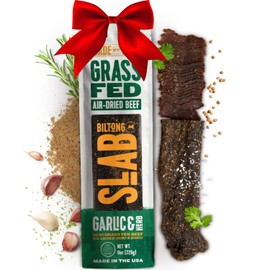 Made by True Garlic & Herb Biltong Slab - Grass-Fed Beef Whole Jerky Slab (8 oz, Pack of 1) - High-Protein Keto Snack, Natural, Antibiotic-Free & Gluten-Free - Uncut Beef Jerky with Bold Garlic Flavor
