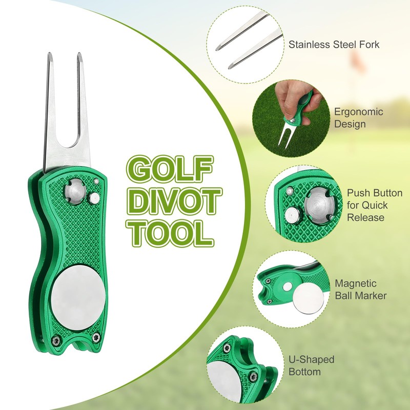 PATIKIL Golf Divot Repair Tool, 2 Pack Foldable Metal Golf