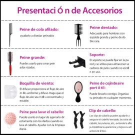 Secadora Cabello Con Difusor Profesional Iones De Aire Frio                                                                                           