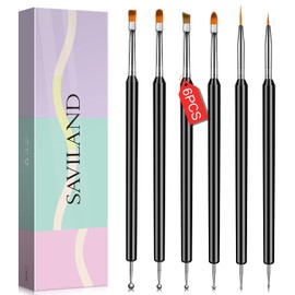 Saviland Gel Nail Brush Set, Nail Brush Set, Gel Nail Painting Brushes for Nail Design, Special Brush for Nail Art, High Quality, Dot Nail Brush Set, Beginner, Nail Art Brush Set of 6