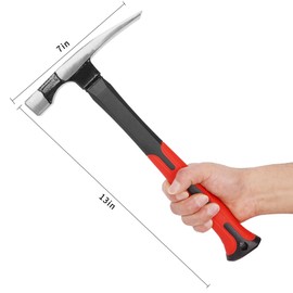 Bricklayer's Hammer Mason's Hammer - 16 oz Masonry Tool with Forged Steel Construction & Shock-Absorbing Grip