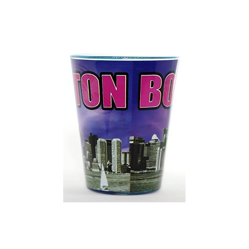Boston Massachusetts Purple Grey Skyline Outside Blue Skyline Inside Shot