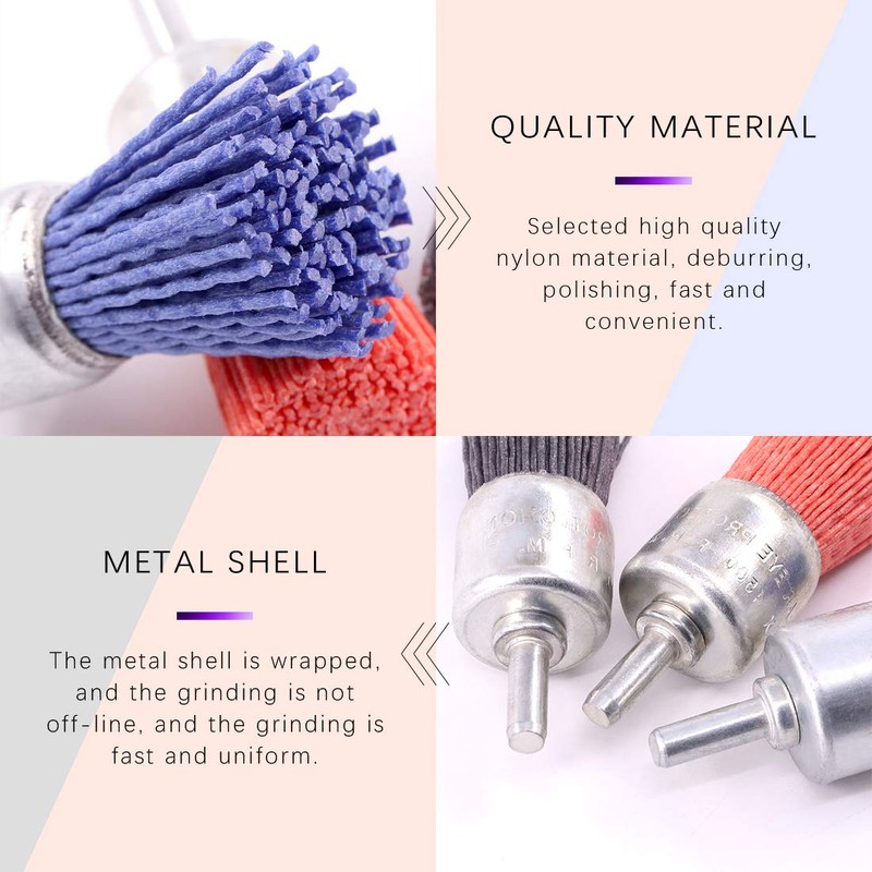 Swpeet 3Pcs 1Inch 25mm Nylon Filament Abrasive Wire Brush End