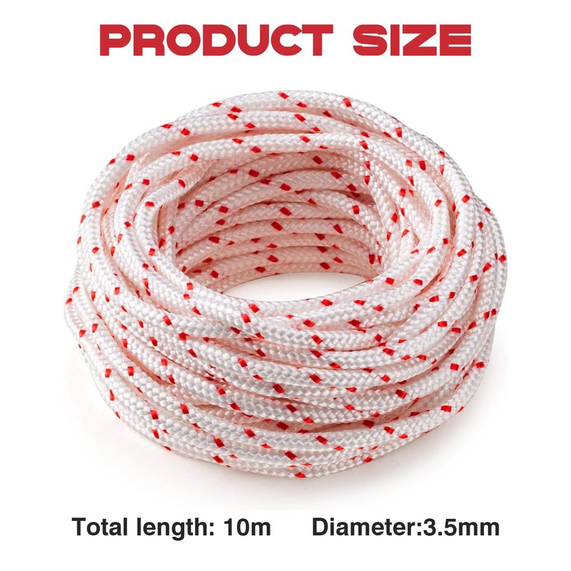 10 Meters Starter Rope for Lawnmowers, 3.5 mm Starter Rope