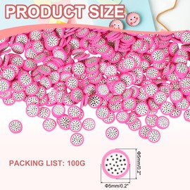 PATIKIL Polymer Clay Slices, 100g Dragon Fruit Slice Fruit Art Slices Food Polymer Clay for DIY Nail Decor, Crafts Making, DIY Filler Accessories, Pink White