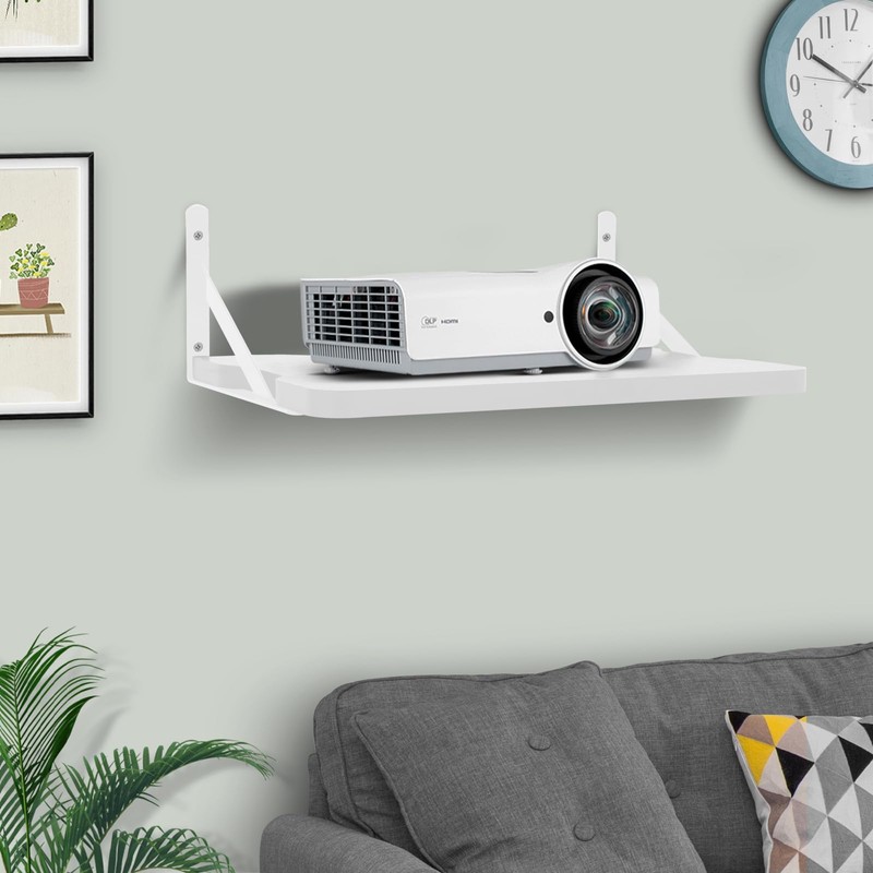 White Small Mini Projector Shelf/Projector Wall Mount Floating Shelf/Router Shelf/Modem