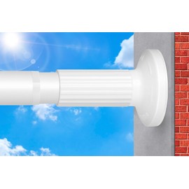 White Tension Curtain Rod 51-165In, Long Adjustable Tension Rods No Drilling for Window or Bathroom, Outdoor Curtain Rods for Patio, Easy to Install, Never Rust, Rod Diameter 1.26 Inches-White