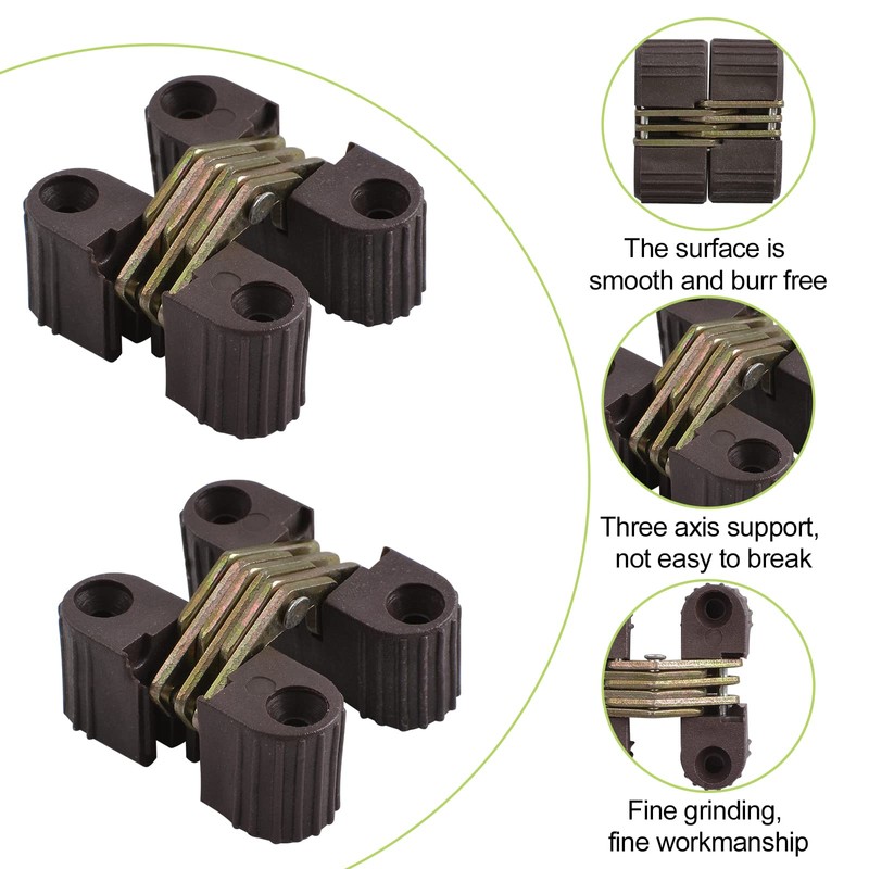 UFURMATE Concealed Hinges, 6PCS Plastic Folding Invisible Barrel Cross Hinges