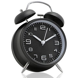 Betus [Sin TicTac 10,16 cm Despertador Doble Campana - Dial 3D con Marco Metálico con Función de Luz de Fondo - Reloj de Escritorio para el Hogar y la