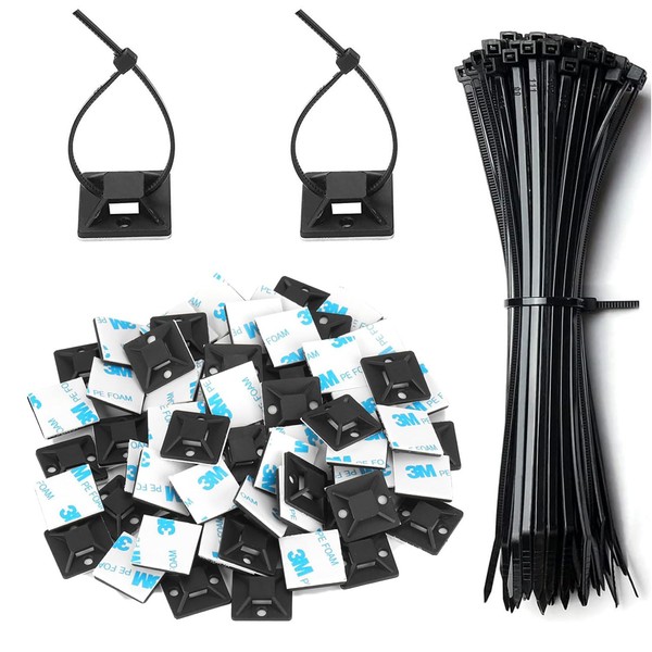 SaveSooo Mounting Base, Wiring, Fastening, Cable Tie, Base (Black, 0.8