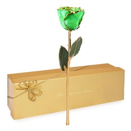 Forever Rose 24K Limited Edition Gold Dipped Peridot Sparkle Rose, The August Birthstone, A Unique & Everlasting Real Rose Hand Dipped in 24K Gold, 11” to 12”