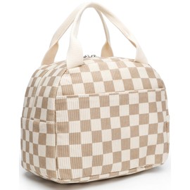 LEDAOU Lunch Box for Women Insulated Lunch Bag Corduroy Lunch Tote Bags Leakproof Cooler Lunch Case for Travel Work Picnic