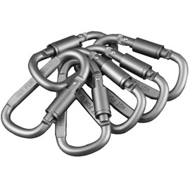 6PCS Grey Carabiner Clip D Shape Buckles Spring Snap Keychain Ring Hooks Locking Biners for Backpack Belt Loop Dog Leash Hanging Keys Bags Water Bottle Travel Camping Hiking Garage Bathroom Stall Home