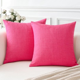 Artscope Set of 2 Cushion Covers, Plain Throw Cushion Cover, Linen Cushion Covers, Modern Decorative Cushion Cover Set, Cushion Case for Sofa, Bedroom, Home Decor, 40 x 40 cm, Dark Pink