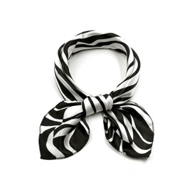 sourcing map Women Square Shaped Zebra Prints Casual Scarf Black White
