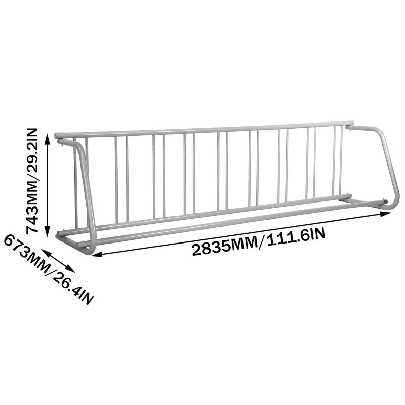 All Steel Grid Bike Rack with 9 Holders 111\" Length