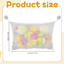 2 Pcs Bath Toy Storage, Large Bath Toy Storage Mesh Net Bag, bath toy net with Strong Suction Cups Organiser, Fold-Able Bath Toy Storage Net for Organize Toys and Bathroom Supplies